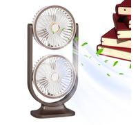 Rukjmqi Desk Fan - Cooling Device USB Rechargeable,Portable Double Head Personal Cooling Fan for Home Outdoor Travel School Bedroom Living Room Car
