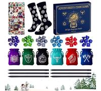 Rukjmqi Dice Calendar | 24 Days Countdown Toys,Polyhedral Dice Socks Stickers Pencils Pouches Stocking Stuffers for Home Classroom School Daily Family Activity