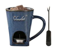 Rukjmqi Fondue Mug, 130 ml Melting Pot with Fork, Chocolate Melter Small Fondue Set - For Caramel Cheese Sweets Kitchen Restaurant Home Camping Christmas Birthday Holiday