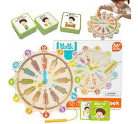 Rukjmqi Magnetic Maze Board,Magnet Maze Clock Puzzle Board - Wooden Color Sorting Toys Matching Game, Fine Motor Skills Homeschool Supplies for Ages Over 3 Boys Girls Sensory Play