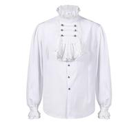Rukjmqi Mens Renaissance Shirt, Victorian Top Ruffle Colonial Pirate Costume, Vintage Steampunk Long Sleeve Cosplay Clothing For Pirate Costume Halloween