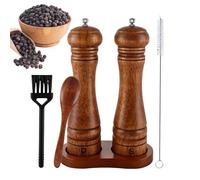 Rukjmqi Salt and Pepper Grinder Set Manual | 8.66in with Spoon and Cleaning Brush Adjustable Refillable | Salt and Pepper Shakers - for Indoor Home Kitchen Countertop Outdoor Cooking BBQ Grilling