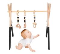 Rukjmqi Wood Play Gym, Baby Play Arch Wooden Gym, 45x37.5x47.5cm -den Gym Frame Baby, Pine Material, with 3 Hanging Toys for Nursery Room, Room, Living Room, Early Childhood Education Center