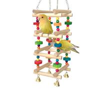 Rukjmqi Wooden Bird Chewing Toy, Parrot Cage Foraging Hanging Toy, Bird Bite T-oy With Colorful Wood Beads For Macaws,African Grey,Cockatoos,Parakeet,Cockatiel,Sun Conure, Lovebird With Wooden Blocks