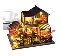 Rukjmqi Wooden House Model House Construction Set with LED Lighting Detailed Miniature Craft as Room Decoration for the Family
