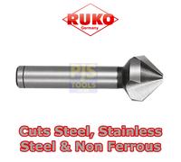 RUKO HSSE-Co 5 Taper and Deburring Counter Sinker, Din 335, Type C, 90 Degree, Bright Finish, 16.5 mm Diameter, 60.0 mm Length, 8.0mm Shank Ø, R102119E