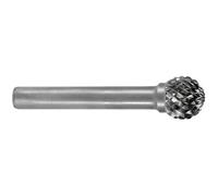 RUKO Tungsten Carbide Rotary Burr with Cross Teething, D Ball Type (KUD) Shape, Bright Finish, 8.0 mm Diameter, 47 mm Length, R116042