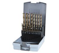 RUKO HSSE-Co 5 Twist Drill Bit Set in Plastic Case, DIN 338, Type VA, Gold Finish, 19 Pieces, R215214RO