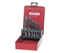 RUKO HSS Flat Counter Sinker Set with Straight Shank and Fixed Pilot in Steel Case, DIN 373, Bright Finish, 6 Pieces, R102450