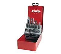 Ruko HSS Hand Tap Set Steel Case, Bright Finish, 29 Pieces, R245003