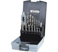 Ruko HSS Single-Cut Tap Set in Plastic Case, Bright Finish, 15 Pieces, R245004RO
