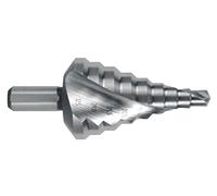 RUKO HSS Spiral Fluted Step Drill Bit with Split Point for Metric Cable Connections, Bright Finish, 6.5-32.5 mm Diameter, Size 15, 79.0 mm Length, R101092