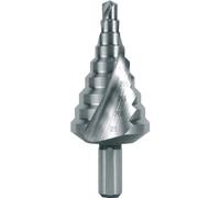 RUKO HSS Spiral Fluted Step Drill Bit with Split Point for Metric Cable Connections, Bright Finish, 6.5-32.5 mm Diameter, Size 15, 79.0 mm Length, R101092