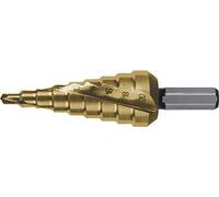 RUKO HSS Spiral Fluted Step Drill Bit with Split Point, Tin Finish, 4.0-20.0 mm Diameter, Size 1, 75.0 mm Length, R101051T
