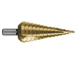RUKO HSS Spiral Fluted Step Drill Bit with Split Point, Tin Finish, 6.0-37.00 mm Diameter, Size 9, 100.0 mm Length, R101060T