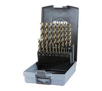 RUKO HSSE-Co 5 Twist Drill Bit Set in Plastic Case, DIN 338, Type UNI, Gold/Black Finish, 19 Pieces, R228214RO
