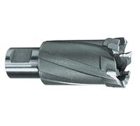 Ruko Tungsten Carbide Core Drill Bit with Cutting Edges and 3/4 inch Weldon Shank, Bright Finish, 25.0 mm Diameter, 84.0 mm Length, R108725