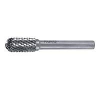 RUKO Tungsten Carbide Rotary Burr with Cross Teething, C Oval (WRC) Shape, Bright Finish, 10.0 mm Diameter, 60 mm Length, R116022