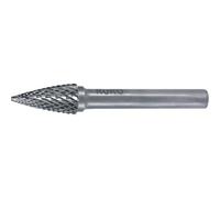 RUKO Tungsten Carbide Rotary Burr with Cross Teething, G Tree (SPG) Shape, Bright Finish, 10.0 mm Diameter, 60 mm Length, R116027