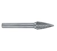 RUKO Tungsten Carbide Rotary Burr with Cross Teething, G Tree (SPG) Shape, Bright Finish, 6.0 mm Diameter, 58 mm Length, R116025