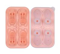 Rukurmo French Bulldog Ice-Cube Mold, 4 Hole Fun Shapes Frenchie Bull Dog Ice-Cube Tray for Whiskey,Cocktail, Pink