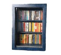 Rukurmo Miniature Bookshelf Pocket Anxiety Bookshelf Wooden Tiny Book Library Stress Reliever Bookshelf Tabletop Easy to Use 7.1 X 4.8 X 9.3cm