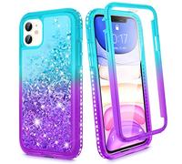 Ruky for iPhone 11 Glitter Case with Built-in Screen Protector, Full Body Rugged Liquid Shockproof Protective Phone Cover (Aqua)