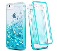 Ruky iPhone 6 6s 7 8 Case, Glitter Full Body Rugged Liquid Cover with Built-in Screen Protector, Shockproof Heavy Duty Girls Women Case for iPhone SE 2022 4.7” (Gradient Teal)
