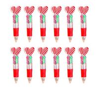 Rulbelok 12Pcs Heart Shape Multicolored Pen for Student Kid Classroom Exchange Gift 4 Color-in-1 Ballpoint Pen 0.7mm Quick Drying Valentines Pens for Kids