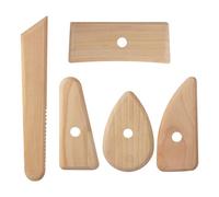 Rulbelok 5Pcs Wooden Pottery Sculpting Tools Clay Foot Shapers Wood Ceramic Carving Tool for Ceramic Shaping Modeling Smoothing Clay Carving Tools Set