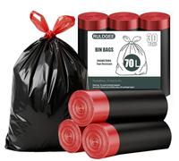 RULDGEE Heavy Duty Bin Bags 70L Bin Liners Black 30 Counts Waste Bags with Drawstring Handles