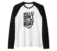 Rule #1 Don't Fall Off The Boat Funny Nautical Humor Raglan Baseball Tee
