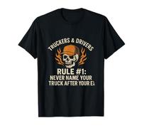 Rule #1 Never Name Your Truck Retro Skull Design T-Shirt