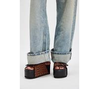 Rule Breaker Flatform Sandals by Intentionally Blank at Free People in Black/Tan Woven, Size: EU 38 - female