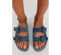 Rule Breaker Flatform Sandals by Intentionally Blank at Free People in Dusty Blue Hairy Suede, Size: EU 37 - female