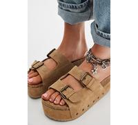 Rule Breaker Flatform Sandals by Intentionally Blank at Free People in Taupe, Size: EU 37 - female