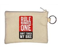 Rule Number One Do Not Touch My Bike Key Chain Coin Purse Beige