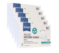 Ruled Index Record Cards 6" x 4" or 5 X 3 White Revision Cards, School Exam Study Office Desk Notes Taking Presentation Flash Cards, Pack of 200 or 500 (500, 5" X 3")