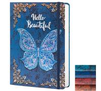 Ruled Journal Notebook, B5 3D Butterfly Embossed Hardcover Writing Journal with Elastic Closure Band, 192 Pages Lined Paper for School, Office, Home, 9" X 6.9" (Blue)