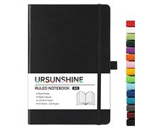 Ruled Notebook/Journal - Classic Lined Journal/Notebook, 5.3" x 8.26", Hardcover with Thick Paper, Banded + Pen Holder +Inner Pocket - Black