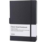 Ruled Notebook/Journal - Hardcover Lined Notebook with Pocket to Write in + Page Dividers Gifts,Banded, Large, Thick Paper, Black, 5.75 * 8.5inch