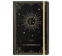 Ruled Notebook/Journal - Premium Thick Paper Faux Leather Classic Writing Notebook with Pocket + Page Dividers Gifts, Banded, Large, 144 Pages, Hard Cover, Lined (5.4 x 8.3) - Goddess Of the Moon