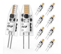 RuLEDne G4 LED 1 W 110 Lumen 2700 K Warm White AC/DC 12 V G4 Mini Bulb Equivalent to 10 W 15 W Halogen Bulb Not Dimmable No Flickering Pack of 10