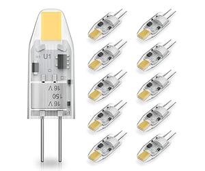 RuLEDne G4 LED Light Bulb 1 W - 1.5 W, 120 Lumen, 4000 K Neutral White, AC/DC 12 V G4 Mini Bulb Equivalent to 10 W - 15 W Halogen Bulb, Not Dimmable, No Flickering, Pack of 10