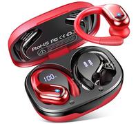 Rulefiss Wireless Earbuds Sport, 2026 75Hrs Bluetooth 5.4 Headphones HiFi Stereo Ear Buds, 4 ENC Noise-Cancelling Mic, IP7 Waterproof Running Earphones with Earhook, USB-C, for Android iOS, Red