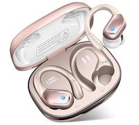 Rulefiss Wireless Earbuds Sport, 2026 75Hrs Bluetooth 5.4 Headphones HiFi Stereo Ear Buds, 4 ENC Noise-Cancelling Mic, IP7 Waterproof Running Earphones with Earhook, USB-C, for Android iOS, Rose Gold