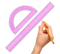 Ruler And Protractor Set,Math Learning Teaching Stationery - Protractor Ruler Geometry Kit,for School, Classroom, Office, Students, Teachers, Engineers, Architects, Staff