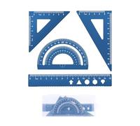 Rulers, Drawing Squares, Primary School Protractor, 4 Pieces Metal Ruler Set Rounded Corners Safety Design Stationery Teacher Math Geometry Protractor Kit