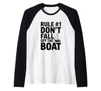 Rules #1 Don't Fall Off The Boat Humorous Nautical Raglan Baseball Tee
