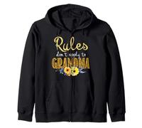 Rules Don't Apply To Grandma New Grandma Flower Zip Hoodie